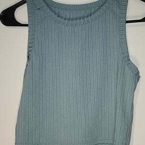 SHEIN Blue Ribbed Crop Tank Top